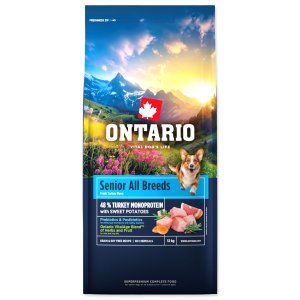 Krmivo Ontario Senior All Breeds Monoproteín Turkey & Sweet Potatoes 12kg