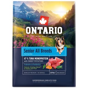 Krmivo Ontario Senior All Breeds Monoproteín Tuna & Sweet Potatoes 2,25kg