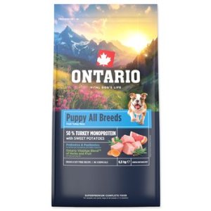 Krmivo Ontario Puppy & Junior All Breeds Monoproteín Turkey & Sweet Potatoes 6,5kg