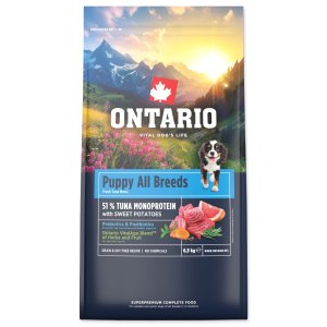 Krmivo Ontario Puppy & Junior All Breeds Monoproteín Tuna & Sweet Potatoes 6,5kg