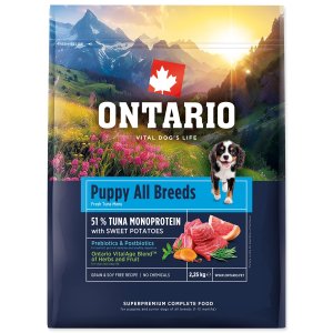 Krmivo Ontario Puppy & Junior All Breeds Monoproteín Tuna & Sweet Potatoes 2,25kg