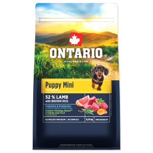 Krmivo Ontario Puppy Mini Lamb & Brown Rice 0,75 kg