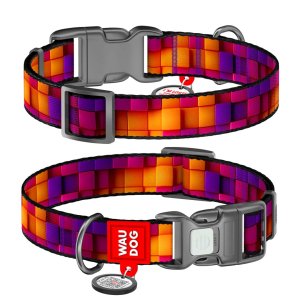 WAUDOG obojok nylon 3D kocky QR (XL/37-58cm/2,5cm)