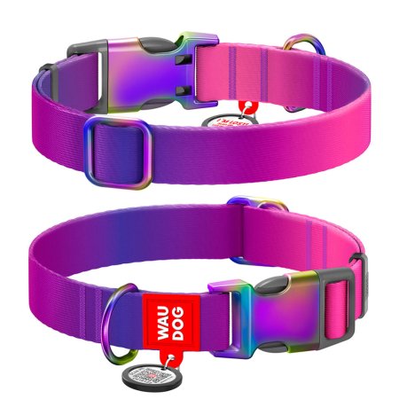 WAUDOG obojek nylon Gradient Fialovo-růžový QR (L/33-49cm/2,5cm) 