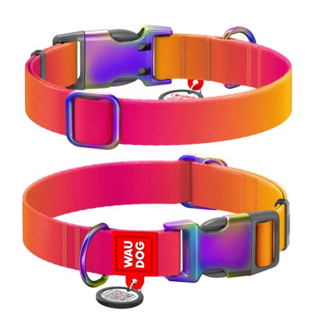 WAUDOG obojek nylon Gradient Oranžo-růžový QR (S/25-35cm/1,5cm)