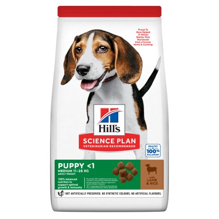 Hill’s Science Plan granule pre šteňatá stredných plemien s jahňacím a ryžou 18 kg (EXPIRÁCIA 07/2025)