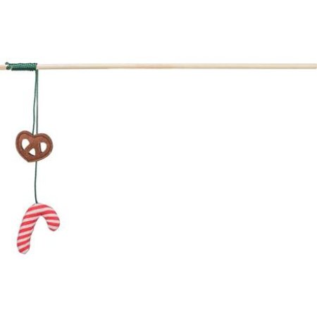 Xmas vianočný prút pre mačky 48 cm, s praclíkom/lízatkom, šuštiaci, drevo/polyester (POŠKODENÉ)
