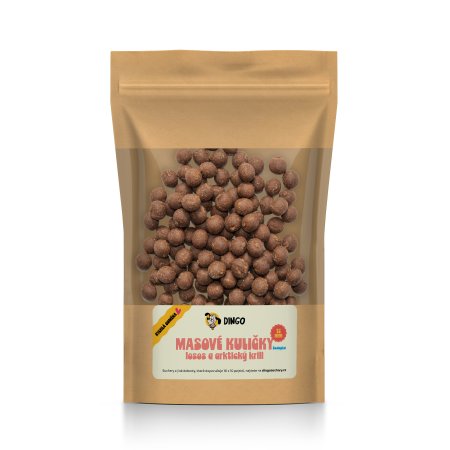 Dingo Mäsové guličky losos a arktický krill 12 mm, 150 g (EXPIRÁCIA 05/2025)