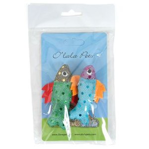 Hračka mačka Rybka s trblietkami 7cm mix farieb 2ks