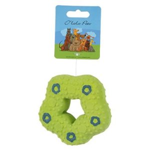 Hračka pes Donut pískací 9cm latex mix farieb 1ks