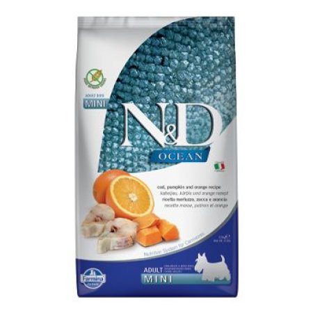 N&D OCEAN DOG Adult Mini Codfish&Pumpkin&Orange 2,5kg (EXPIRÁCIA 04/2025)