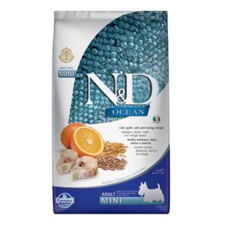 N&D OCEAN DOG LG Adult Mini Codfish & Orange 2,5kg (EXPIRÁCIA 06/2025)