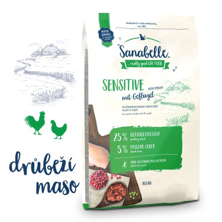 Bosch Cat Sanabelle Sensitive Poultry 10 kg (POŠKODENÝ OBAL, váha 9,7 kg)