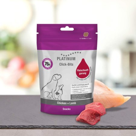 PLATINUM Natural Click-Bits Kurča a Jahňa kúsočky 150 g (EXPIRÁCIA 08/2025)