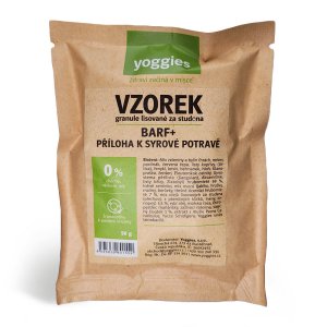 Yoggies BARF+ příloha k syrovému masu, lisovaná za studena vzorek 90 g 
