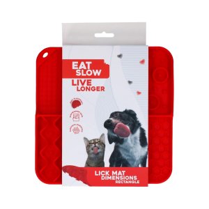 Eat Slow Live Longer lízací zpomalovací podložka Rectangle červená