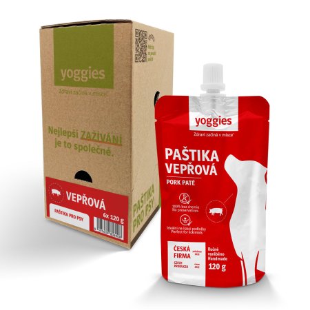 Yoggies paštika - vepřové maso krabice 6 x 120 g 