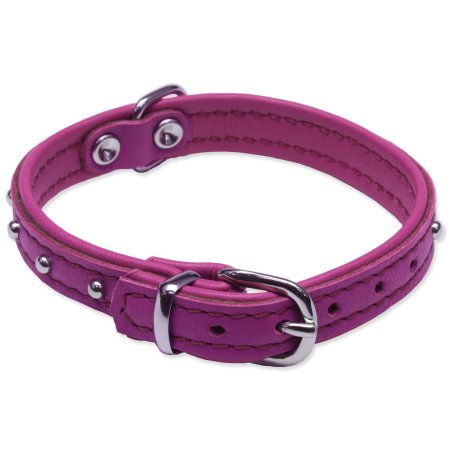 Kožený obojek B&F Denys 37cm fuchsiový