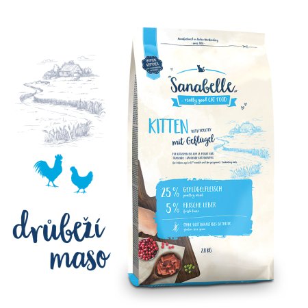 Bosch Cat Sanabelle Kitten 2 kg (POŠKODENÝ OBAL, váha 1,6 kg)