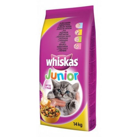 WHISKAS granule Junior s kuracím mäsom 14 kg (POŠKODENÝ OBAL, váha 13,8 kg)