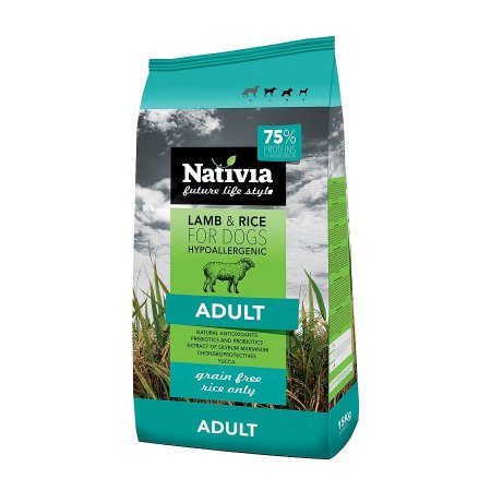 Nativia Lamb & Rice Adult 15 kg (POŠKODENÝ OBAL, váha 14,7 kg)