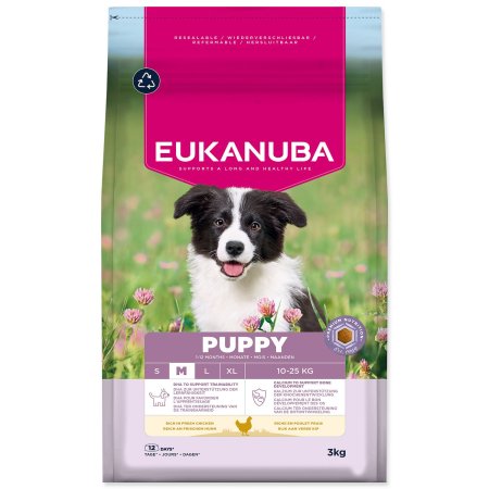 Krmivo EUKANUBA Puppy Medium rich in fresh chicken 3 kg