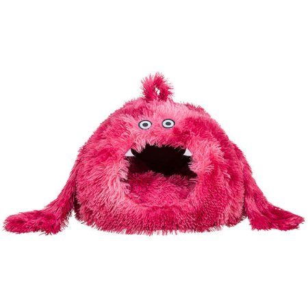 Kukaň MONSTER, 46 x 33 x 46 cm, dlouhovlasý plyš, růžově červená - LIMITOVANÁ NABÍDKA