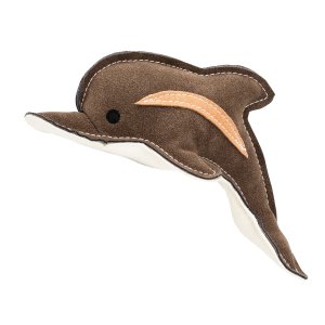 Delfín, 22 cm, kožená robustní hračka, HIPHOP DOG, šedá/bílá