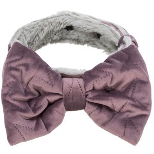 Vianočný obojok s mašľou, zamat/plyš, lila/zelená SM: 30-45 cm/ 40 mm