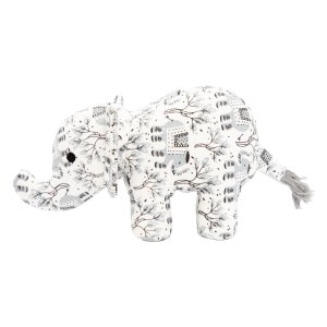 Slon, 23 cm, látková robustní hračka pro psy, HIPHOP DOG, bílá s potiskem