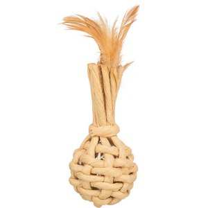 Baňka XXL z papírové příze, 15 cm, s rolničkou a peřím