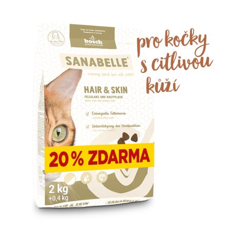 Bosch Cat Sanabelle Hair & Skin 2 kg + 0,4 kg ZDARMA