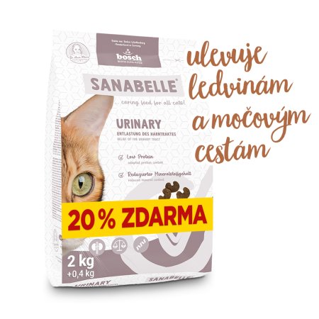 Bosch Cat Sanabelle Urinary 2 kg + 0,4 kg ZDARMA