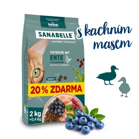 Bosch Cat Sanabelle Outdoor Duck 2 kg + 0,4 kg ZDARMA