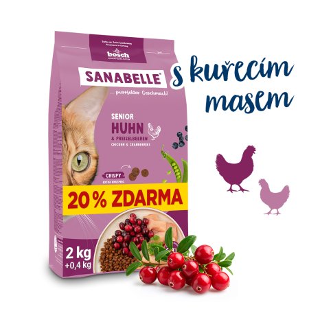 Bosch Cat Sanabelle Senior Chicken 2 kg + 0,4 kg ZDARMA