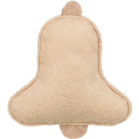 Vánoční zvoneček s catnipem, 9.5 cm, filc, béžová