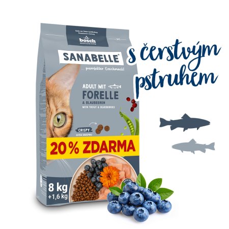 Bosch Cat Sanabelle Adult Trout 8 kg + 1,6 kg ZDARMA