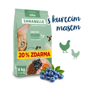 Bosch Cat Sanabelle Sensitive Chicken 8 kg + 1,6 kg ZDARMA