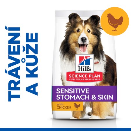 Hill’s Science Plan Sensitive Stomach & Skin pre dospelých psov s kuracím 14 kg (POŠKODENÝ OBAL)