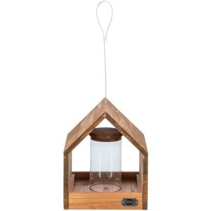NATURA venkovní krmítko závěsné, domek se silem, 20 × 24 × 20 cm, glazovaná borovice, hnědá