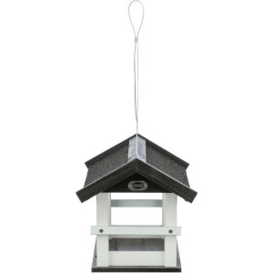 NATURA venkovní krmítko závěsné, salaš, 36 × 25 × 25 cm, glazovaná borovice, černá/bílá