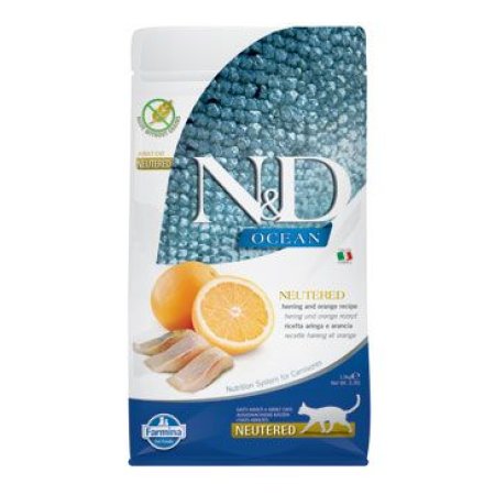 N&D OCEAN CAT NEUTERED Adult Herring & Orange 1,5kg (EXPIRÁCIA 09/2025)