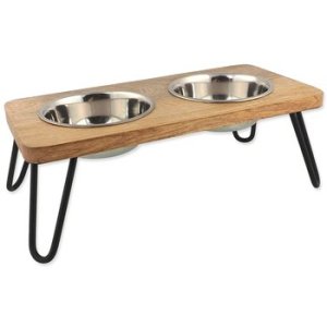 Misky Dog Fantasy nerez s dřevěným stojánkem, železné nohy 2x450ml