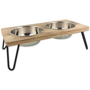 Misky Dog Fantasy nerez s dřevěným stojánkem, železné nohy 2x850ml