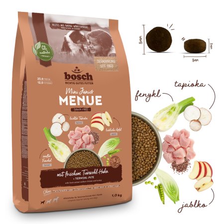 Bosch HPC MENUE Mini Junior with kuracím chicken z bielych zvierat 1 kg (EXPIRÁCIA 10/2025)