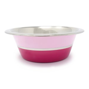 PROFIZOO Miska nerezová Standard 700 ml Svetlo ružová / Tmavo ružová (sivý prúžok) (POŠKODENÁ