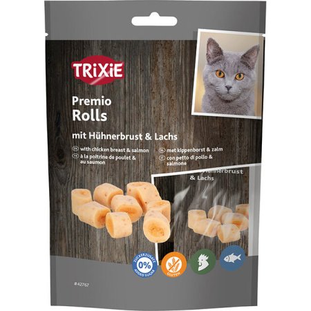 PREMIO Rolls, válečky s kuřecím a lososem, obsah masa 72 %, 50 g