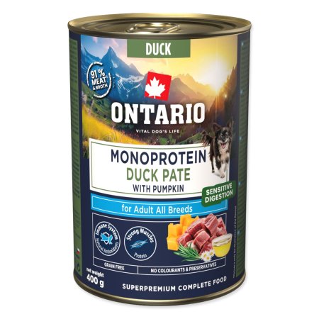 Konzerva Ontario Adult monoprotein kachní pate s dýní 400g