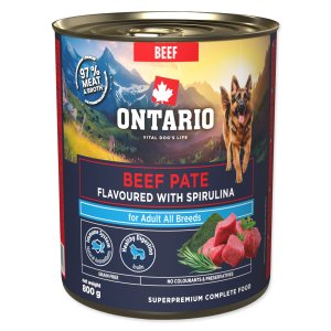 Konzerva Ontario Adult hovězí pate s příchutí spirulíny 800g