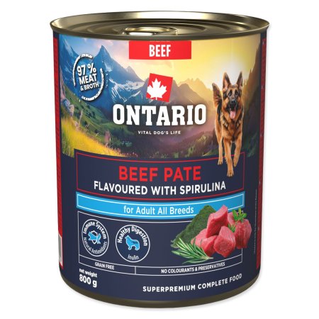 Konzerva Ontario Adult hovězí pate s příchutí spirulíny 800g